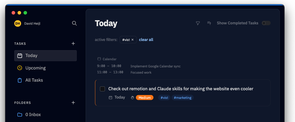 Events in Task views