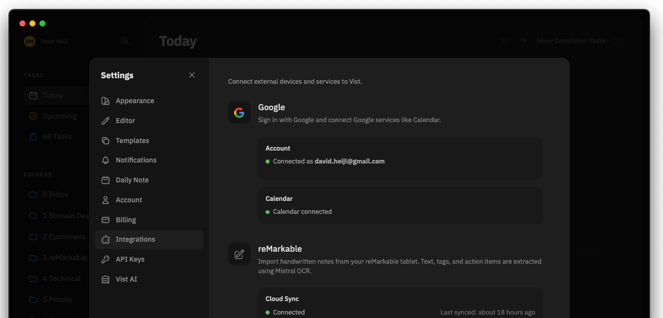 Integration Settings